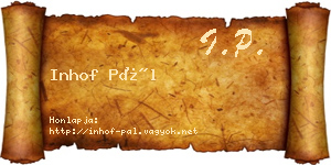 Inhof Pál névjegykártya